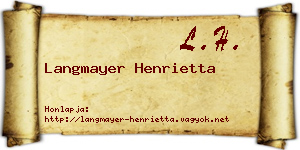 Langmayer Henrietta névjegykártya